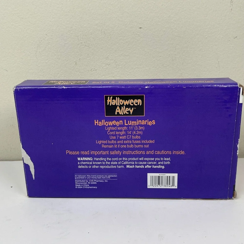 Vintage Halloween Alley Outdoor Luminaries Haunted House Green 5 String Lights